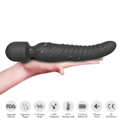 Vibrador suave del consolador del cuello del extremo del Massager de la calefacción de la vara inteligente dual del sistema de pesos americano