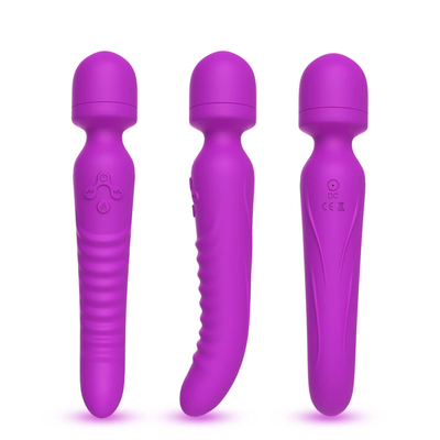 Vibrador suave del consolador del cuello del extremo del Massager de la calefacción de la vara inteligente dual del sistema de pesos americano