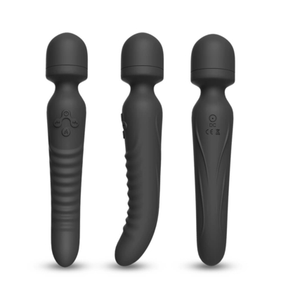 Vibrador suave del consolador del cuello del extremo del Massager de la calefacción de la vara inteligente dual del sistema de pesos americano