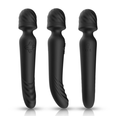 Calefacción inteligente del silicón del sistema de pesos americano de la vara del Massager del extremo dual Bendable suave del cuello