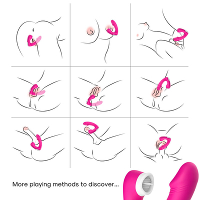 2 femeninos en 1 lengua del sexo que lame el vibrador, juguetes adultos del sexo de Clit de la novedad