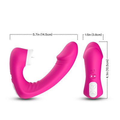 2 femeninos en 1 lengua del sexo que lame el vibrador, juguetes adultos del sexo de Clit de la novedad