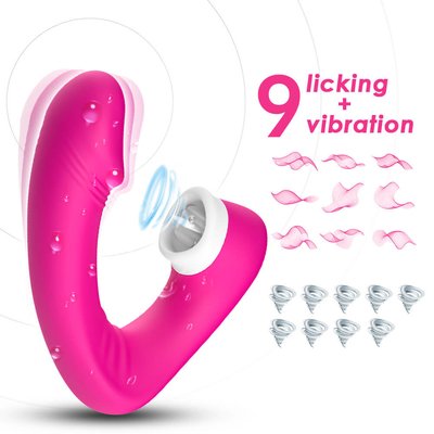 2 femeninos en 1 lengua del sexo que lame el vibrador, juguetes adultos del sexo de Clit de la novedad