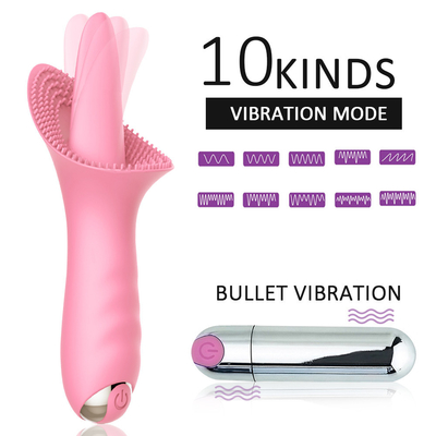 Lengua de Clitorial de las mujeres que lame el vibrador