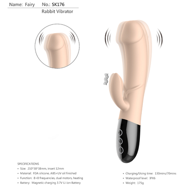 Juguete de poco ruido de calefacción del sexo del vibrador del conejo