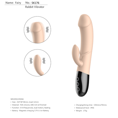 Juguete de poco ruido de calefacción del sexo del vibrador del conejo
