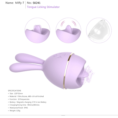 Lengua dual impermeable del motor del conejo suave que lame los juguetes del placer del vibrador para las mujeres