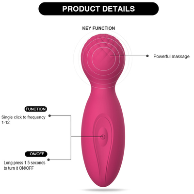 Massager trasero sin cuerda IPX6 de 4 pulgadas del silicón del FDA del consolador del cuerpo de la vara del rosa rojo del Massager