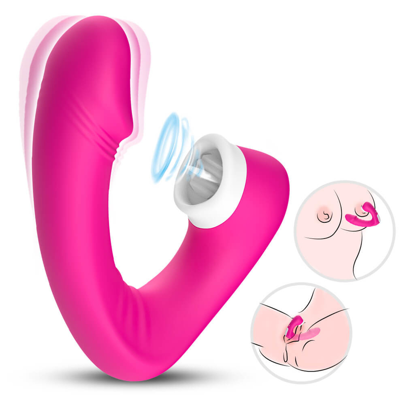 2 femeninos en 1 lengua del sexo que lame el vibrador, juguetes adultos del sexo de Clit de la novedad