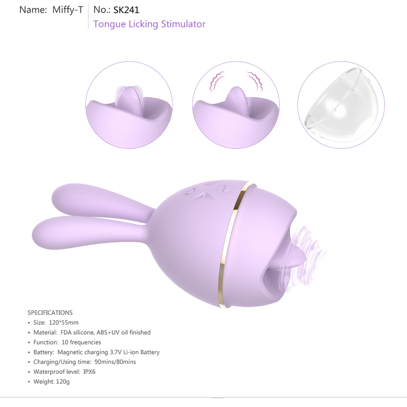 Lengua dual impermeable del motor del conejo suave que lame los juguetes del placer del vibrador para las mujeres