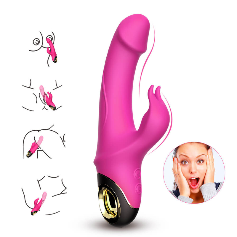 Mujeres Vaginal Clitoris Stimulator Sex Toy del vibrador del conejo del punto de G del adulto que sorprenden