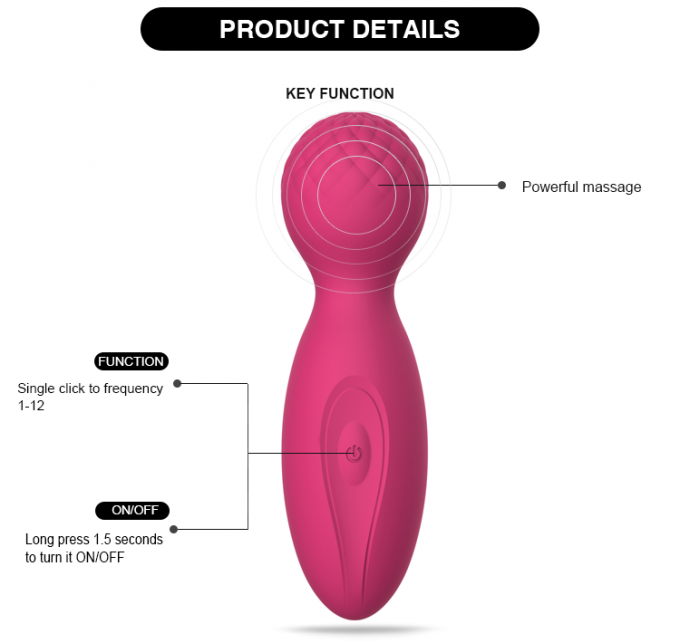 Massager del cuerpo de la edición del amor de la vara del cuerpo del ambiente de G del silicón del satén de 10 funciones mini