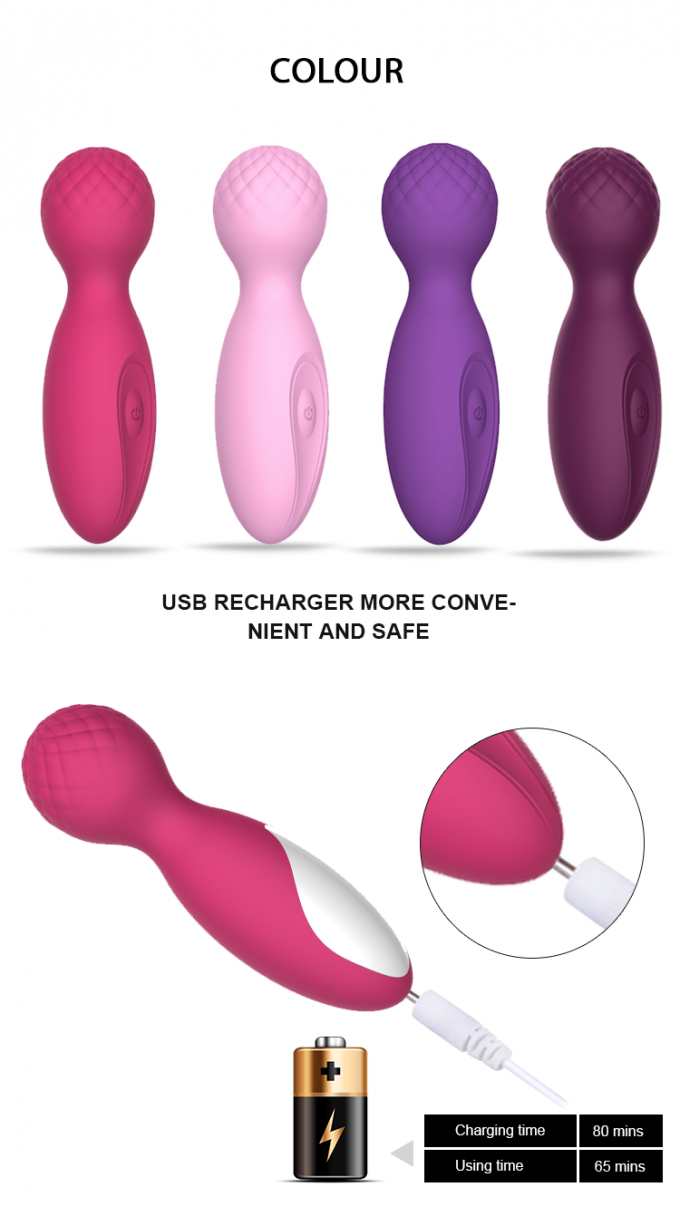 Massager del cuerpo de la edición del amor de la vara del cuerpo del ambiente de G del silicón del satén de 10 funciones mini